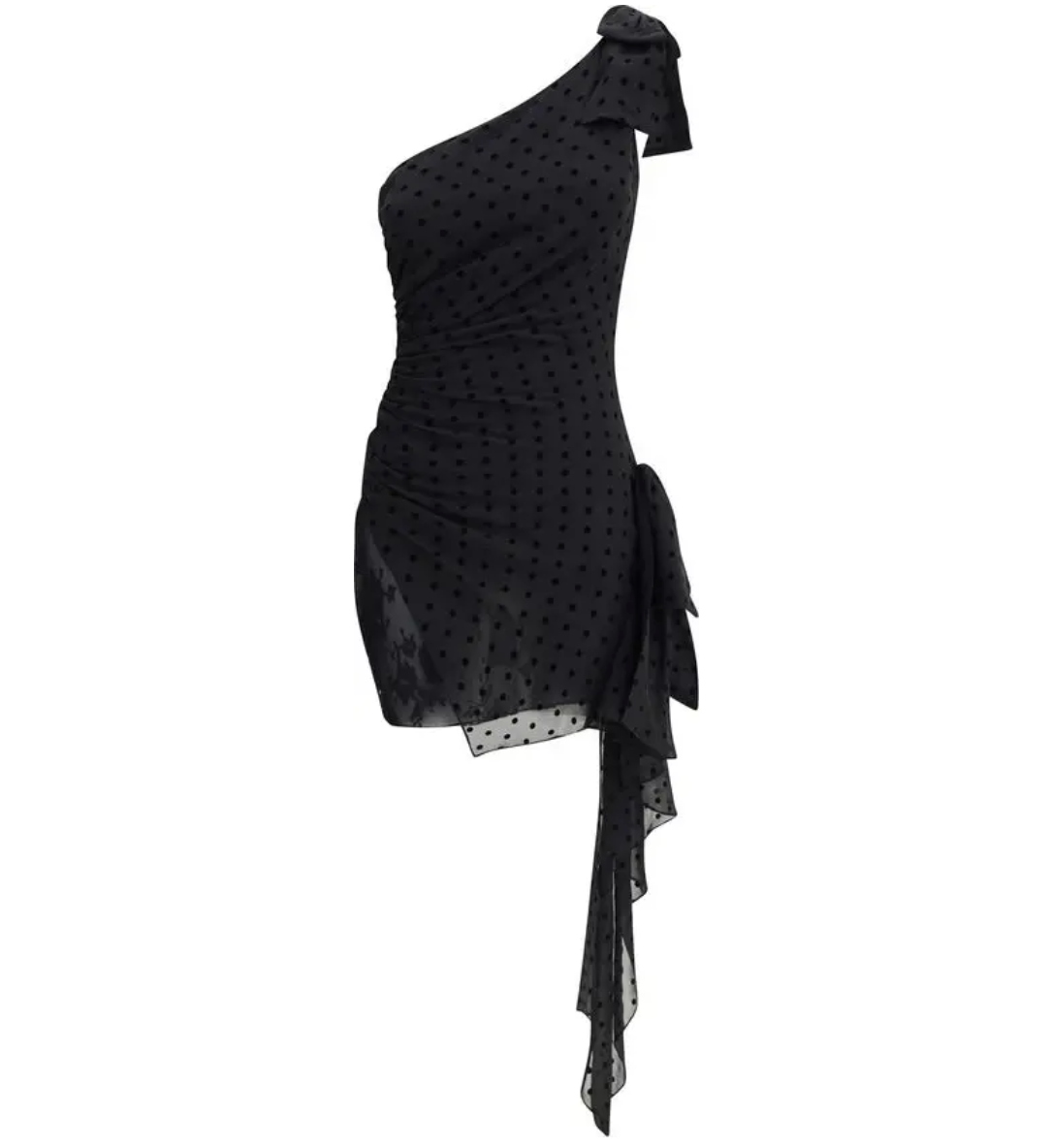 ALESSANDRA RICH Polka-Dot One Shoulder Mini Dress