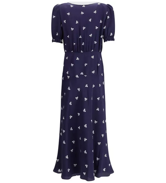 ALESSANDRA RICH Silk Bow Midi Dress