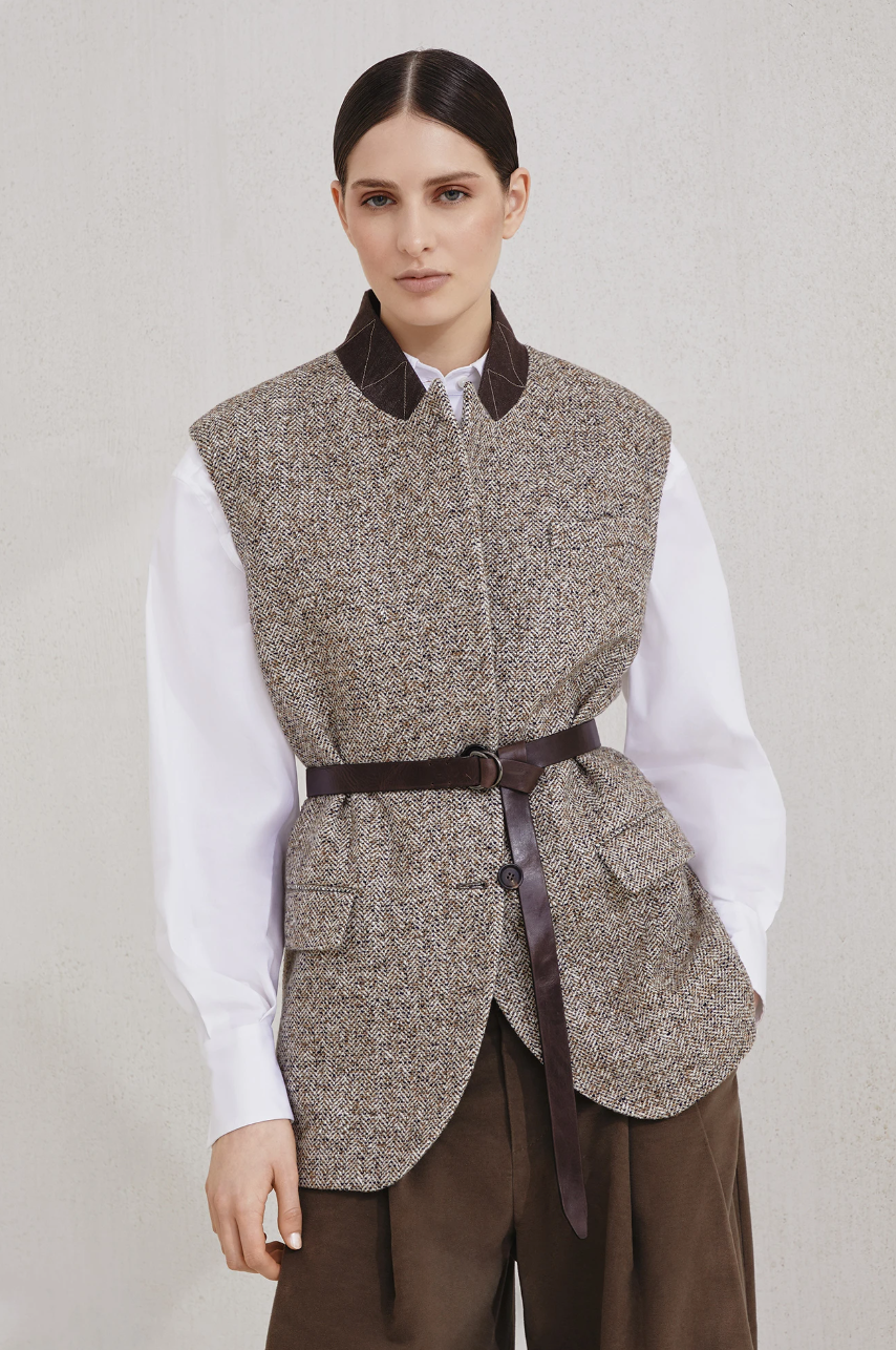 BRUNELLO CUCINELLI Flecked Belted Gilet