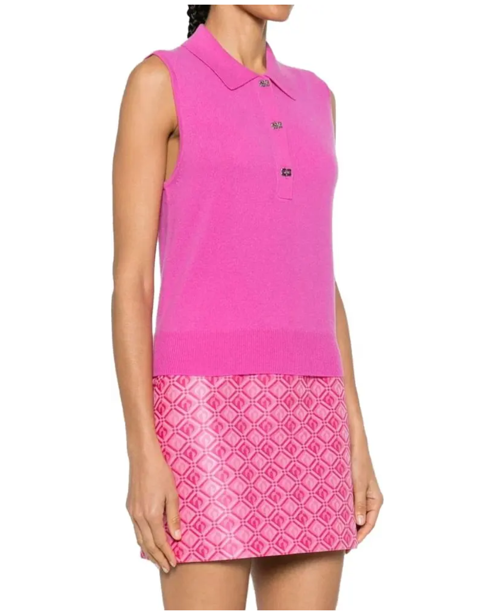 GANNI Logo-Buttons Sleeveless Top