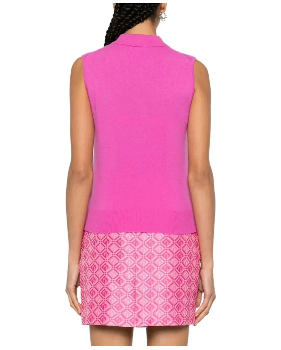GANNI Logo-Buttons Sleeveless Top