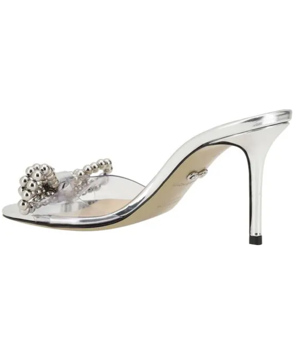 MACH & MACH Double Bow Metallic Leather Sandals