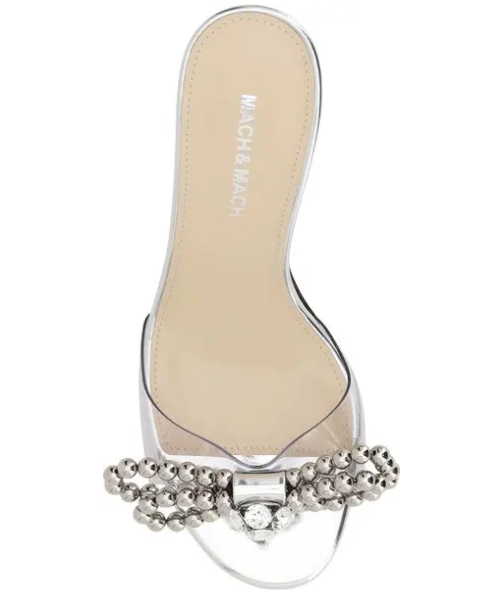 MACH & MACH Double Bow Metallic Leather Sandals