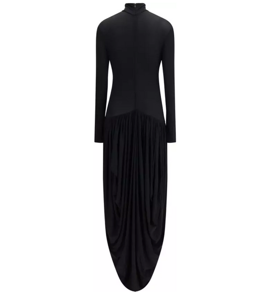 MAGDA BUTRYM Open-leg Long-sleeve Draped Midi Dress