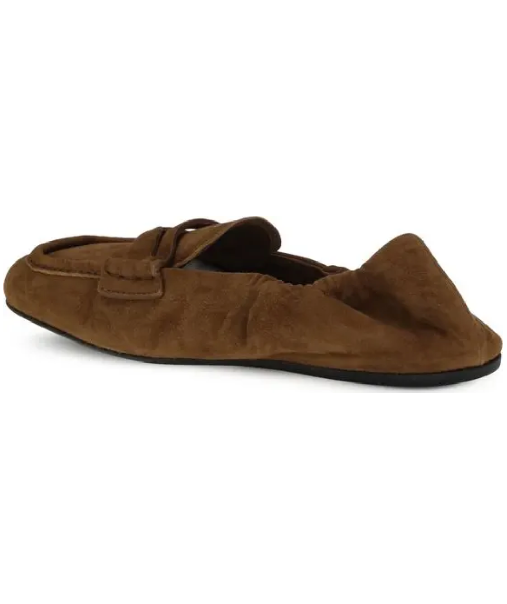 MIU MIU Ruches Logo Suede Loafers
