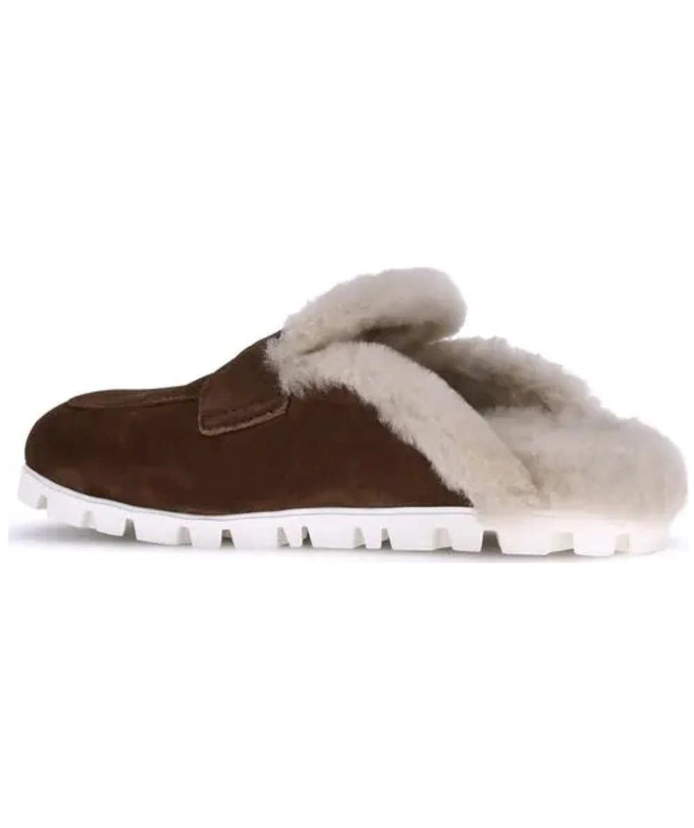 MIU MIU Shearling-lined Suede Slippers