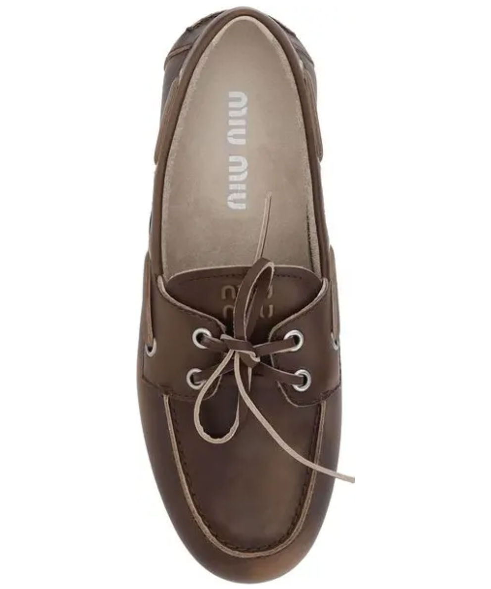 MIU MIU Unlined Bleached Leather Boat Shoes