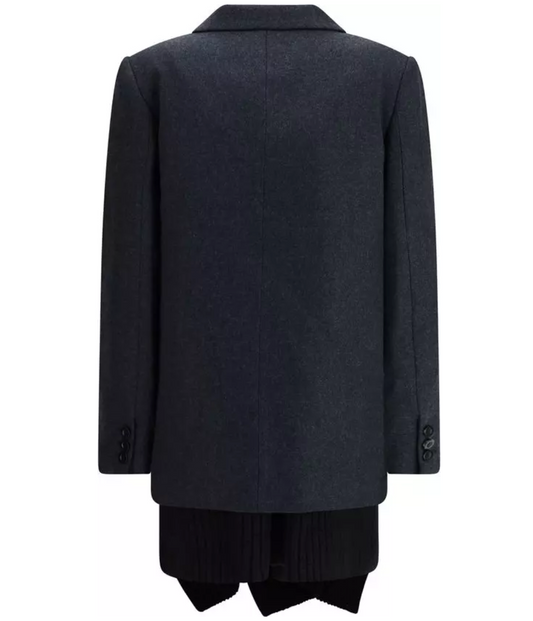 SACAI Melton Gray Wool Coat