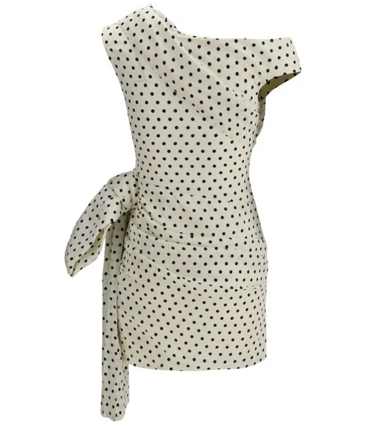 SELF-PORTRAIT Polka-dot Draped Mini Dress