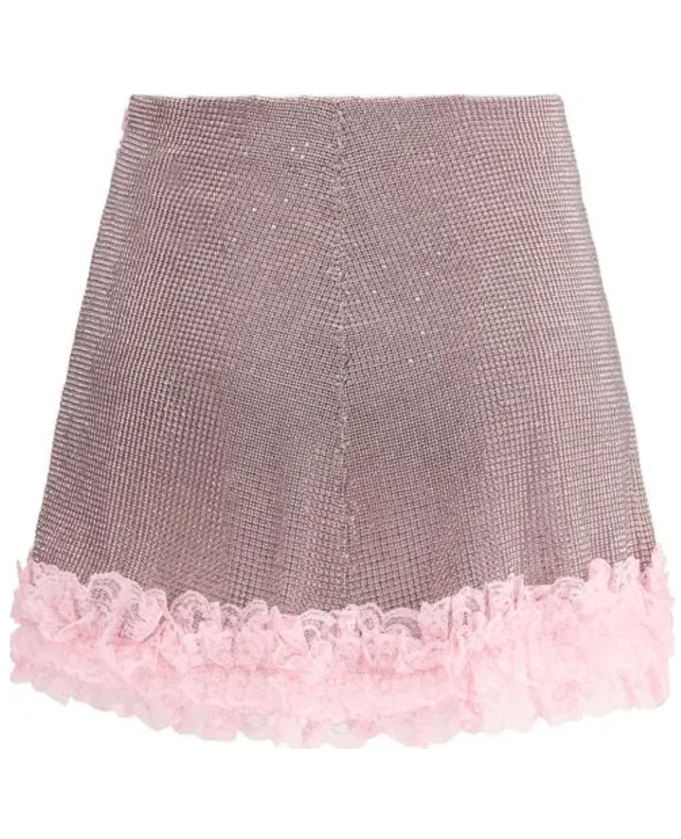 SELF-PORTRAIT x Christopher Kane Crystal Fishnet Mini Skirt