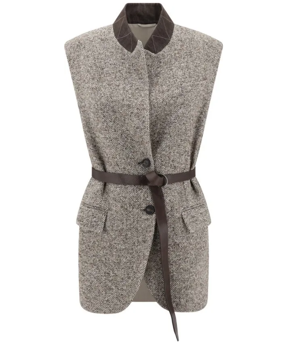 BRUNELLO CUCINELLI Flecked Belted Gilet