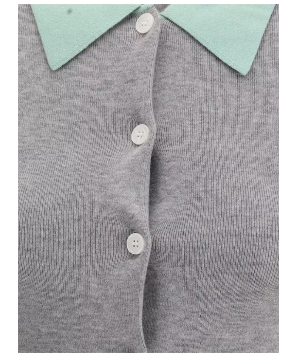 SELF-PORTRAIT Grey Merino Wool Cardigan