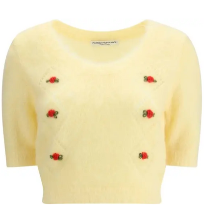 ALESSANDRA RICH Mohair-Blend Embroidered Jumper