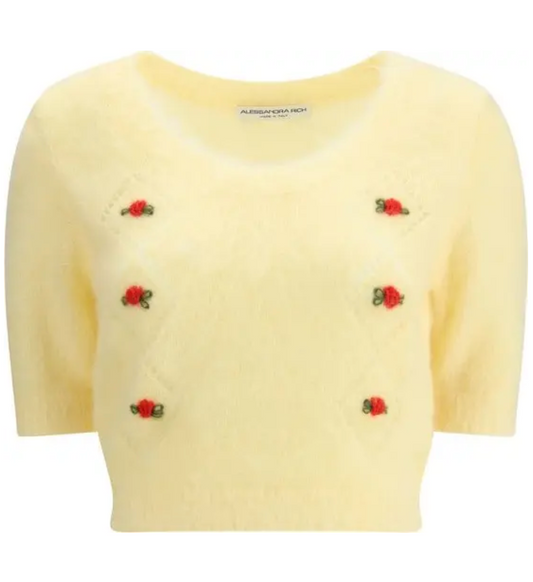 ALESSANDRA RICH Mohair-Blend Embroidered Jumper