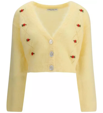 ALESSANDRA RICH Mohair-Blend Embroidered Cardigan