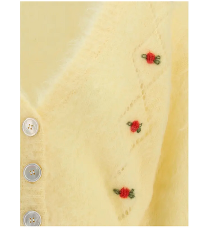ALESSANDRA RICH Mohair-Blend Embroidered Cardigan