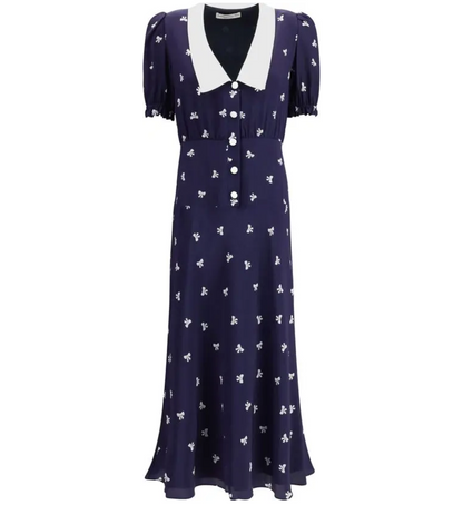 ALESSANDRA RICH Silk Bow Midi Dress