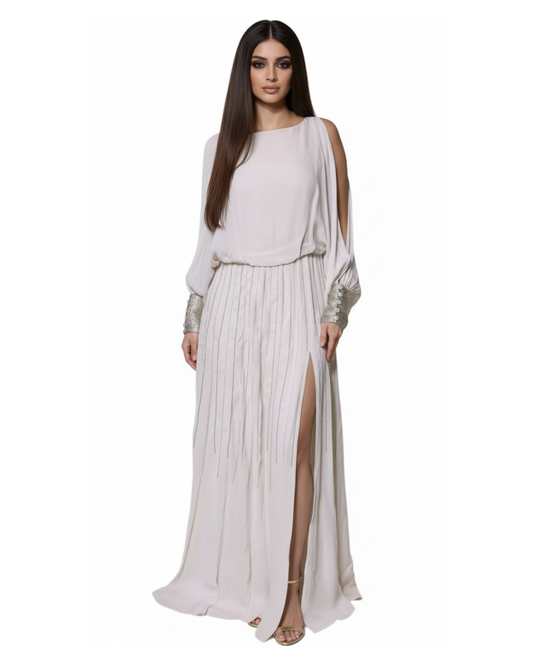 CHRISTIAN PELLIZZARI Off White Embellished Gown