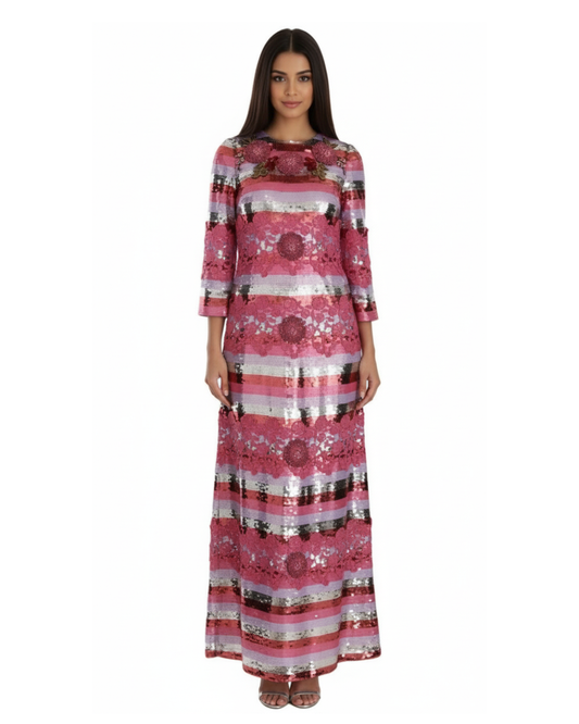 DOLCE & GABBANA Pink Sequin Crystal Gown