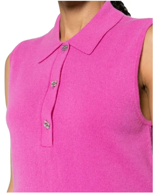 GANNI Logo-Buttons Sleeveless Top
