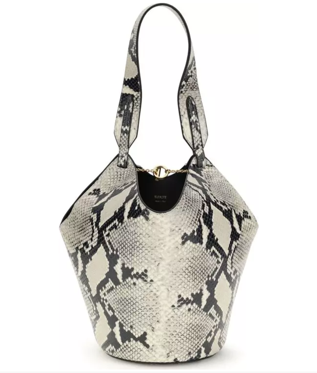 KHAITE Lotus Mini Snake-effect Leather Tote Bag