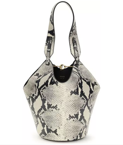 KHAITE Lotus Mini Snake-effect Leather Tote Bag