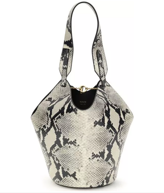 KHAITE Lotus Mini Snake-effect Leather Tote Bag