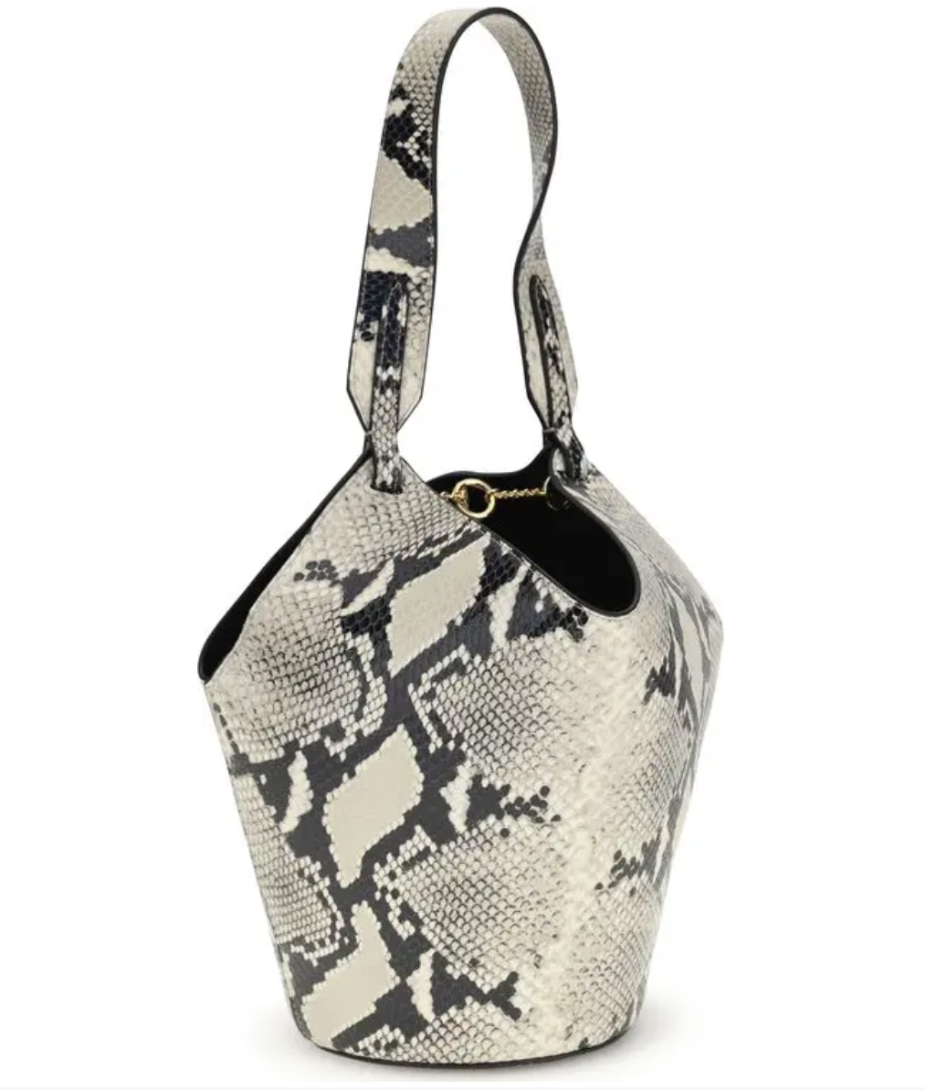 KHAITE Lotus Mini Snake-effect Leather Tote Bag