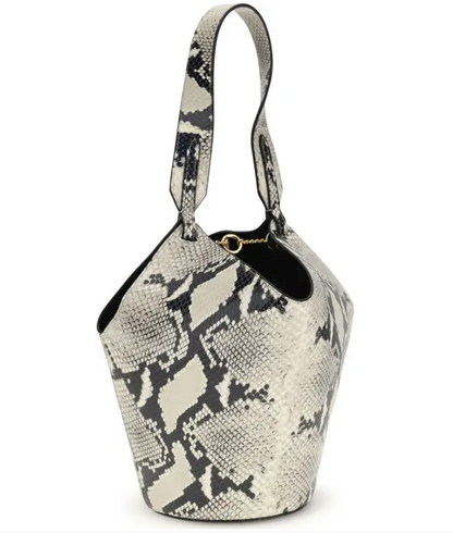 KHAITE Lotus Mini Snake-effect Leather Tote Bag
