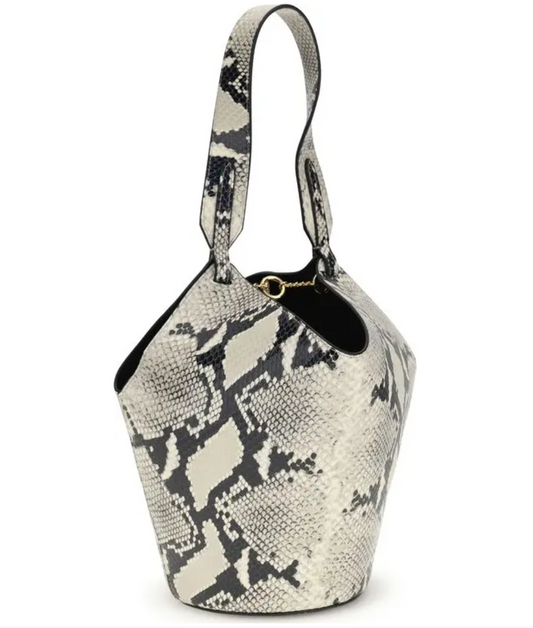 KHAITE Lotus Mini Snake-effect Leather Tote Bag