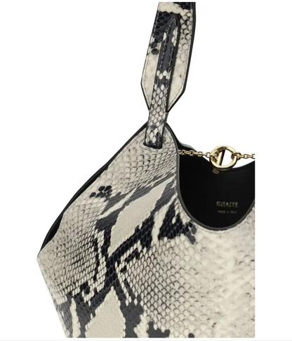 KHAITE Lotus Mini Snake-effect Leather Tote Bag