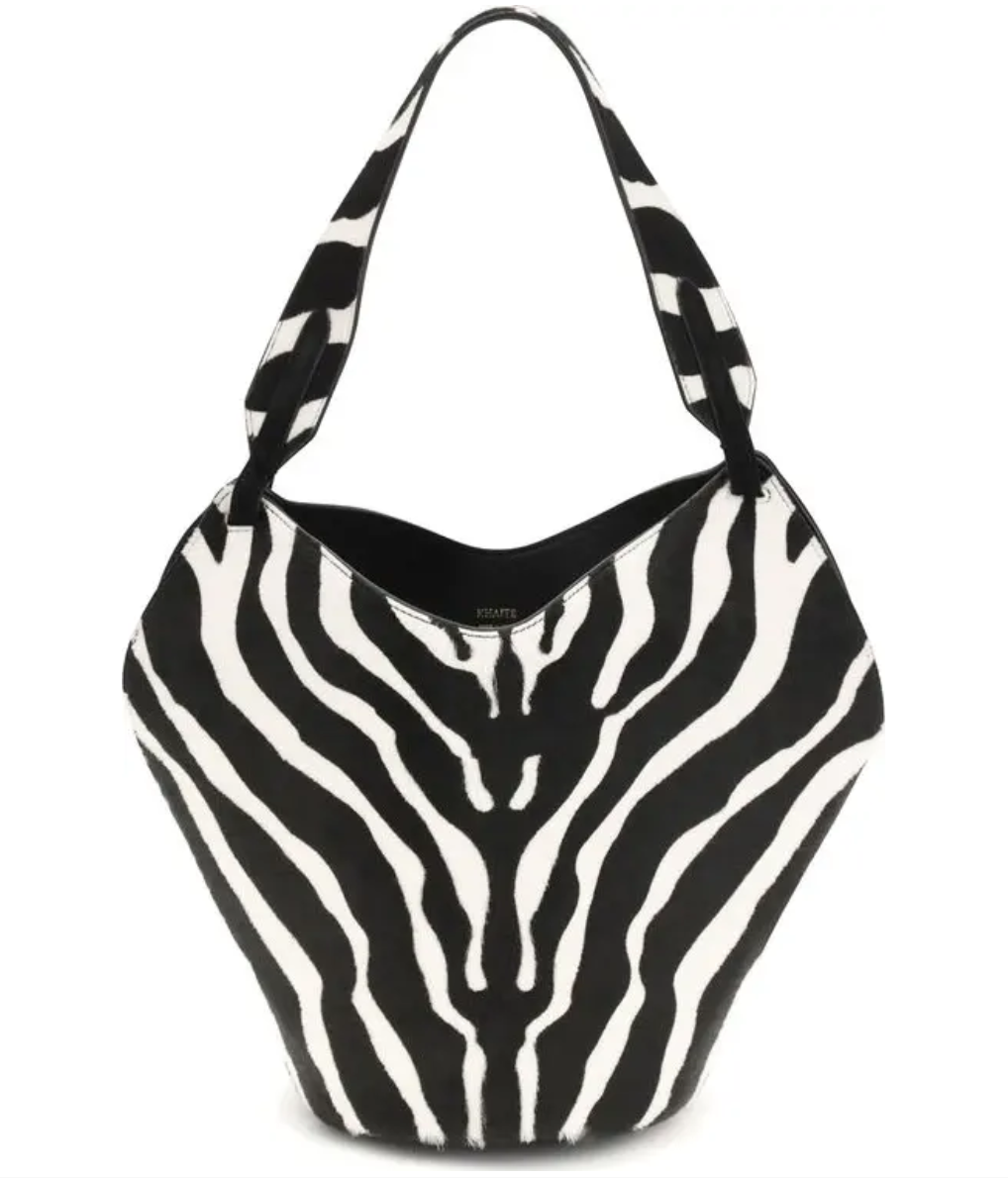 KHAITE Lotus Mini Zebra-print Suede Tote Bag