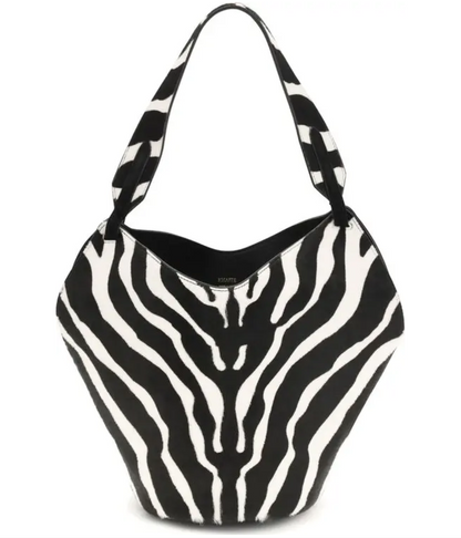 KHAITE Lotus Mini Zebra-print Suede Tote Bag