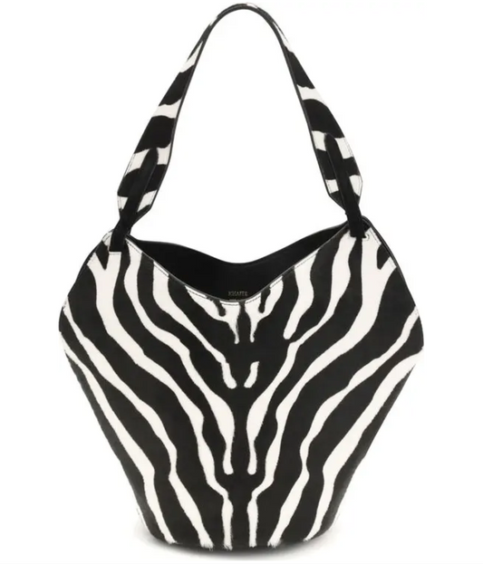 KHAITE Lotus Mini Zebra-print Suede Tote Bag