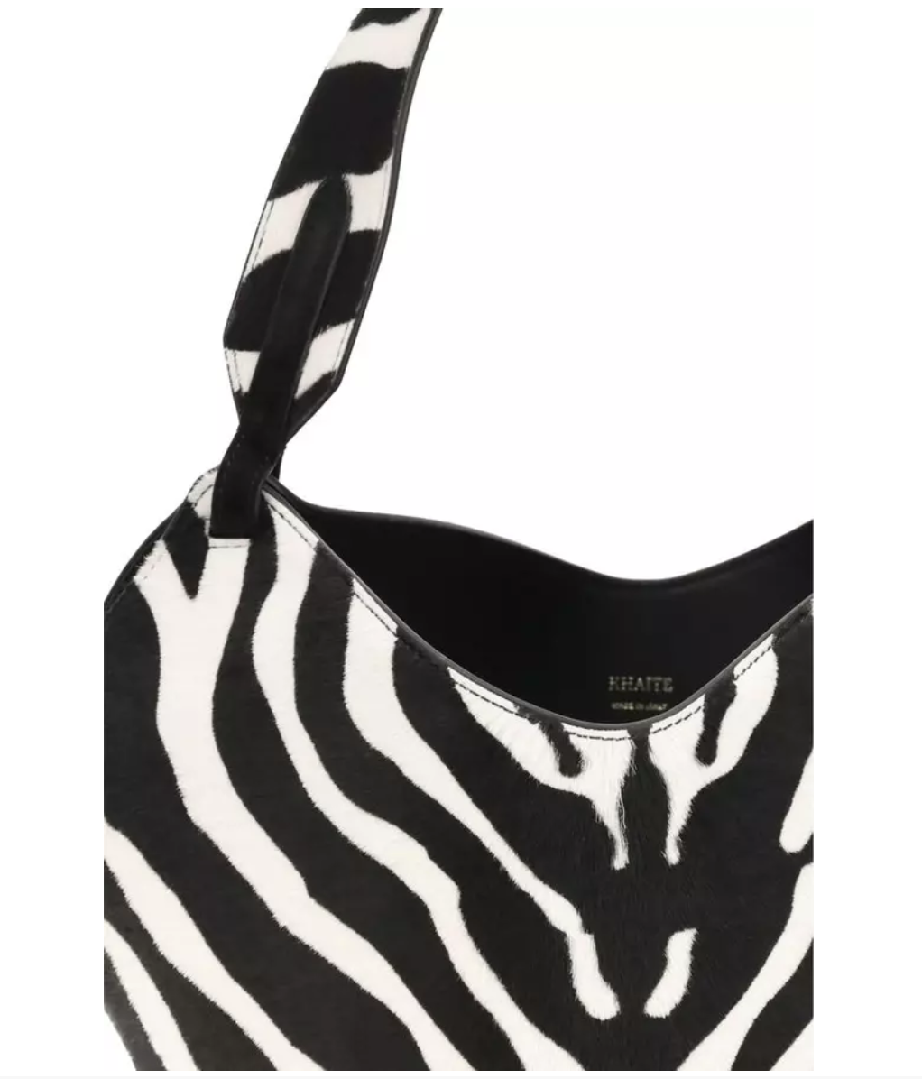 KHAITE Lotus Mini Zebra-print Suede Tote Bag