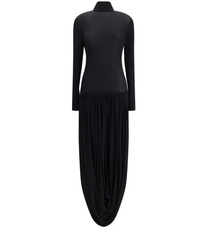 MAGDA BUTRYM Open-leg Long-sleeve Draped Midi Dress