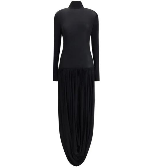 MAGDA BUTRYM Open-leg Long-sleeve Draped Midi Dress