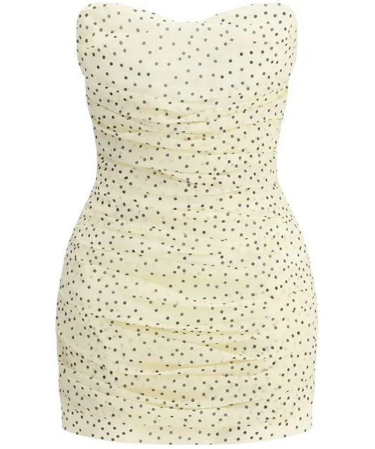 MAGDA BUTRYM Polka-Dots Ruched Silk-Blend Mini Dress