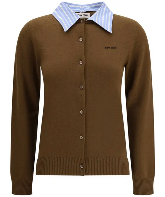 MIU MIU Cashmere Cardigan with Collar