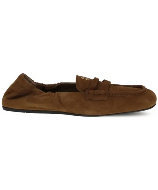 MIU MIU Ruches Logo Suede Loafers