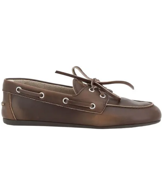 MIU MIU Unlined Bleached Leather Boat Shoes