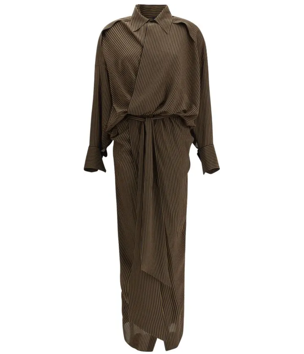 PETAR PETROV Striped Maxi Shirt Dress