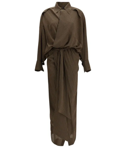PETAR PETROV Striped Maxi Shirt Dress