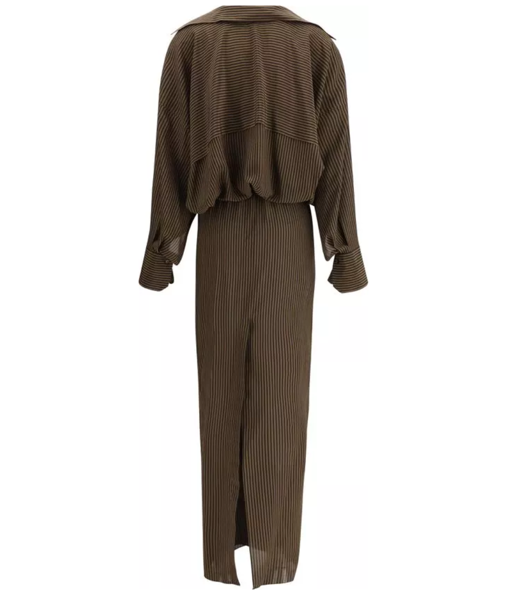 PETAR PETROV Striped Maxi Shirt Dress