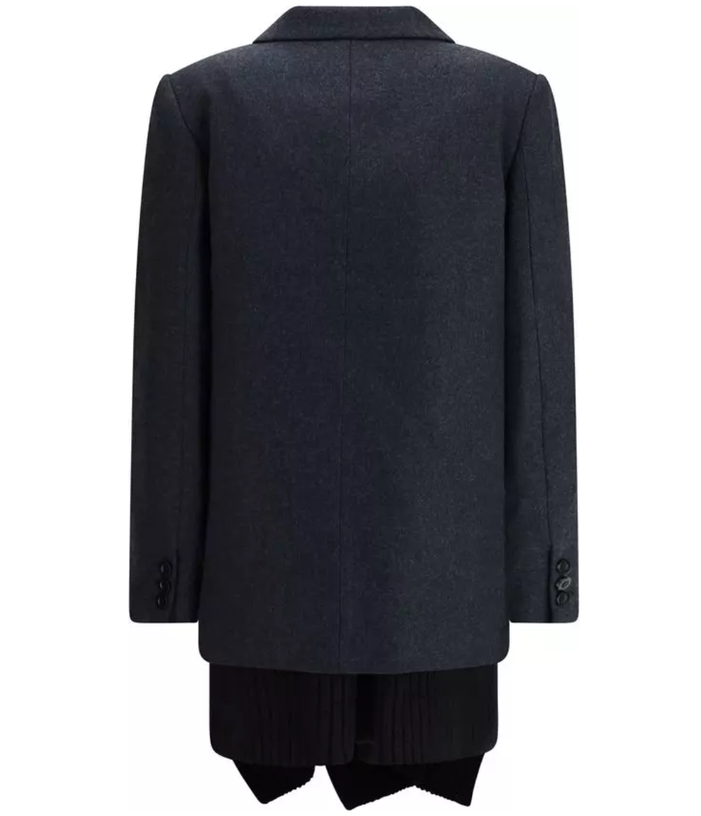 SACAI Melton Gray Wool Coat