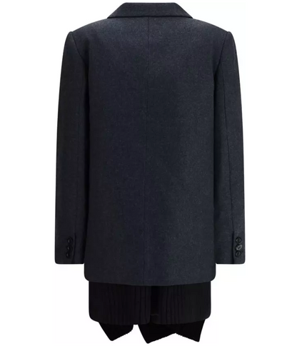 SACAI Melton Gray Wool Coat