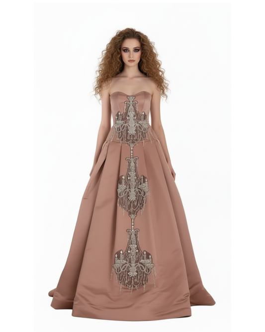 DOLCE & GABBANA Pink Crystal Chandelier Ball Gown