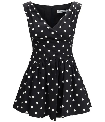 SELF-PORTRAIT Black Polka-dot Cotton Mini Dress
