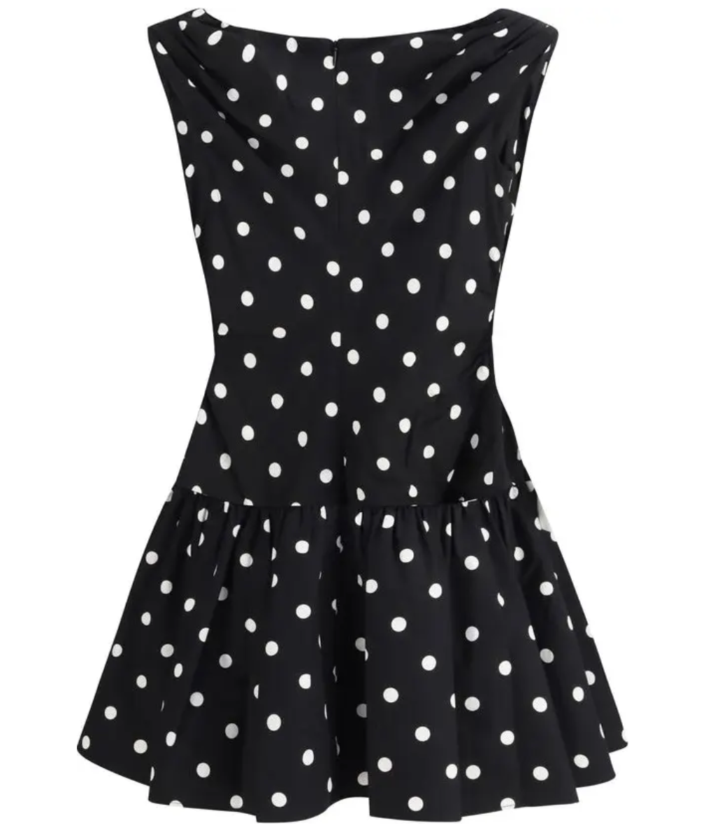 SELF-PORTRAIT Black Polka-dot Cotton Mini Dress