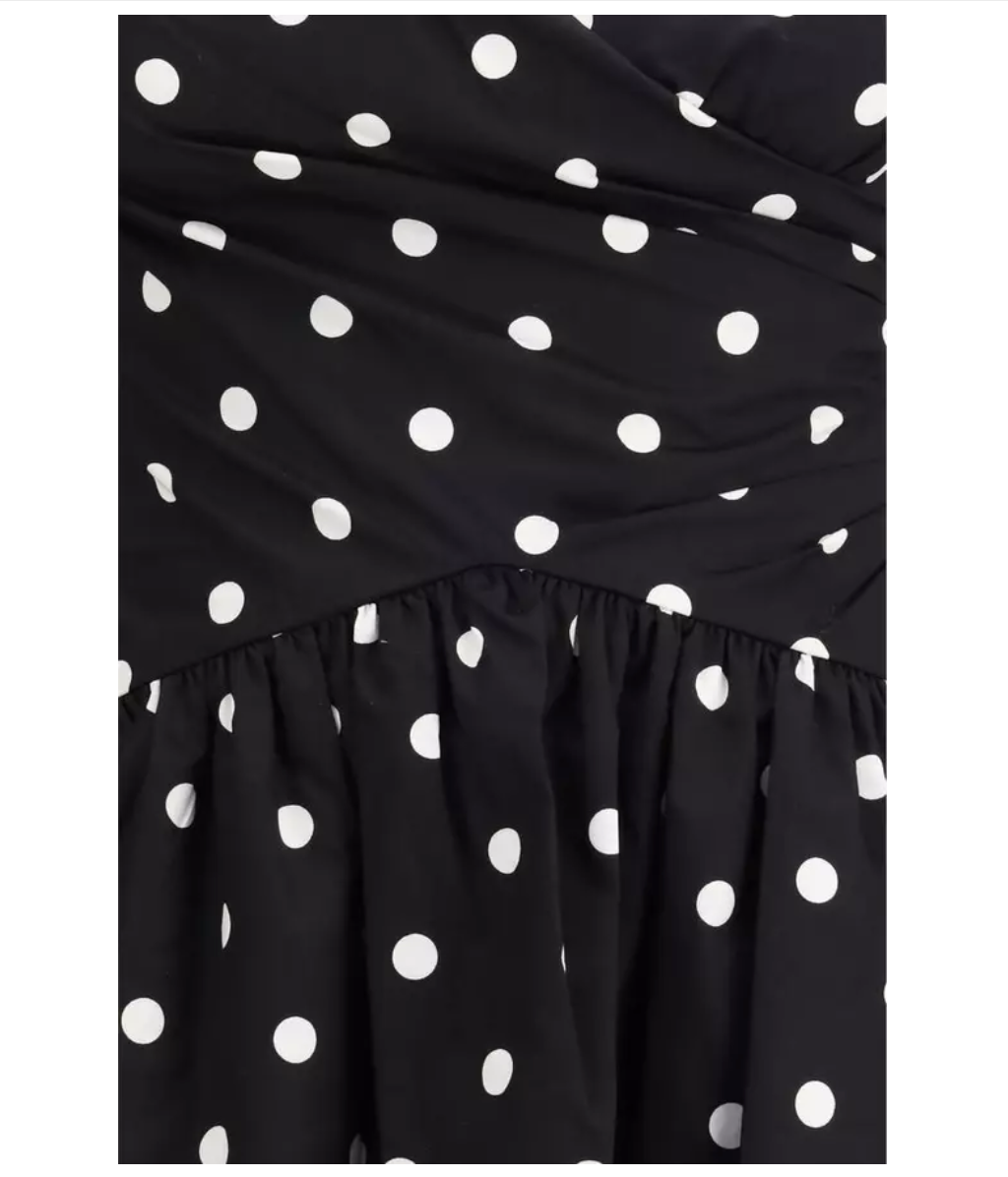 SELF-PORTRAIT Black Polka-dot Cotton Mini Dress